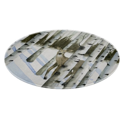 Hirsche im Schneefall Schneidebrett (Ecke)