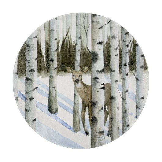 Hirsche im Schneefall Schneidebrett (Vorderseite)