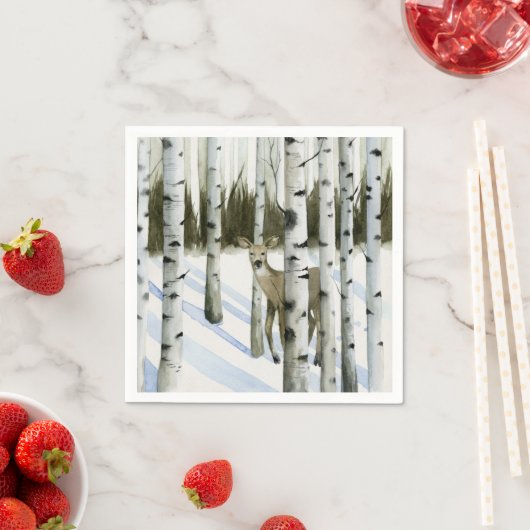 Hirsche im Schneefall Serviette (Beispiel)