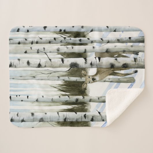 Hirsche im Schneefall Sherpadecke (Vorderseite (Horizontal))