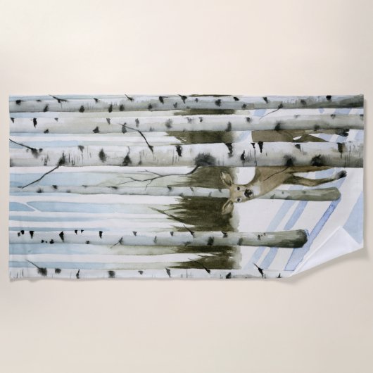 Hirsche im Schneefall Strandtuch (Vorderseite)