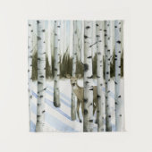 Hirsche im Schneefall Wandteppich (Vorderseite)