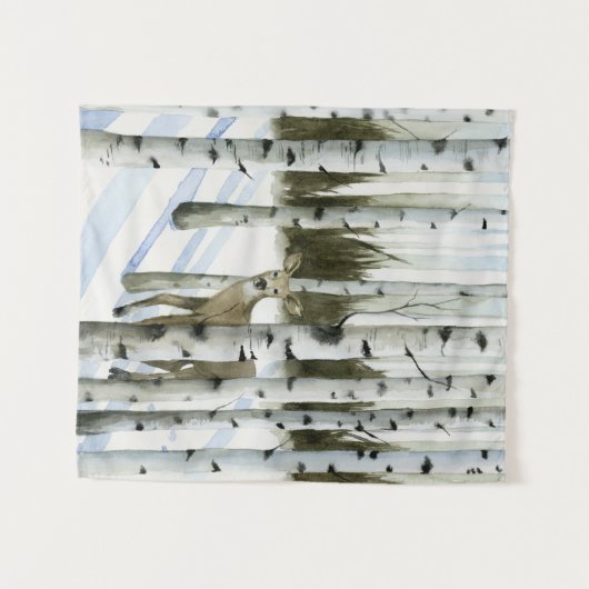 Hirsche im Schneefall Wandteppich (Vorderseite (Horizontal))