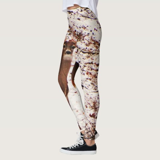 Hirsche im Schneewald Camouflage Camouflage . Leggings (Links)