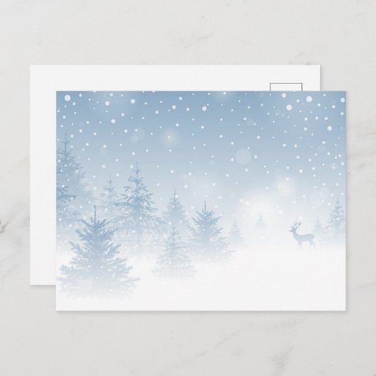Hirsche im Schneewald Postkarte (Vorne/Hinten)