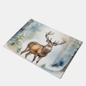 Hirsche im Schneewald Weihnachtsbaumen Wasserfarbe Fußmatte (Schrägansicht)