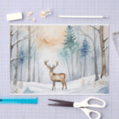 Hirsche im Schneewald Weihnachtsbaumen Wasserfarbe Seidenpapier (Handwerk)