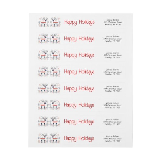 Hirsche im skandinavischen Stil, rot blau Weihnach (Bogen)