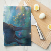 Hirsche im verzauberten Wald Geschirrtuch (Viertel Falte)