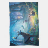 Hirsche im verzauberten Wald Geschirrtuch (Vertikal)