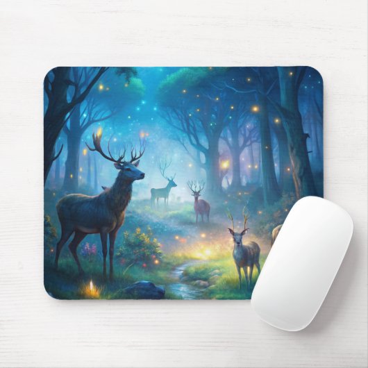 Hirsche im verzauberten Wald Mousepad (Mit Mouse)
