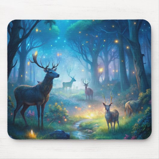 Hirsche im verzauberten Wald Mousepad (Vorne)