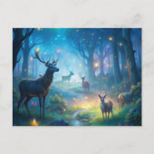 Hirsche im verzauberten Wald Postkarte (Vorderseite)