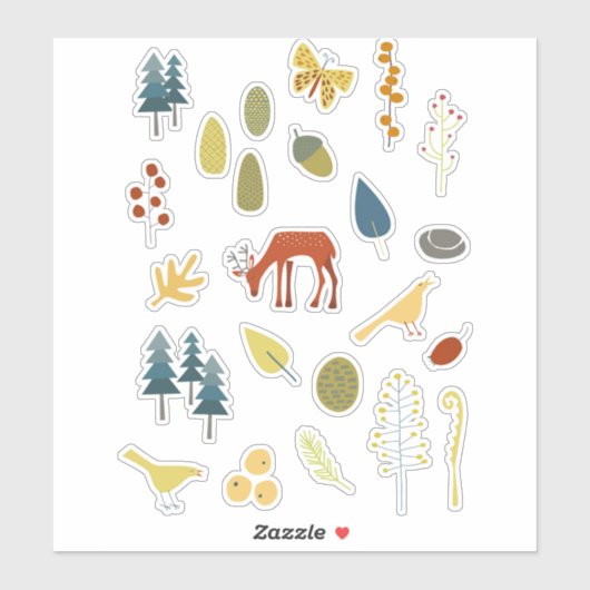 Hirsche im Wald Aufkleber (Blatt)