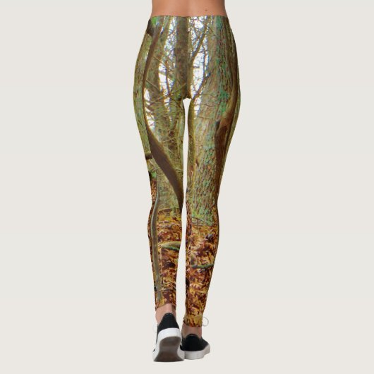 Hirsche im Wald. Camouflage Camouflage Stretchhose Leggings (Rückseite)