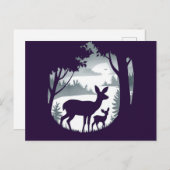 Hirsche im Wald Clearing Postcard Doe and Fawn Postkarte (Vorne/Hinten)
