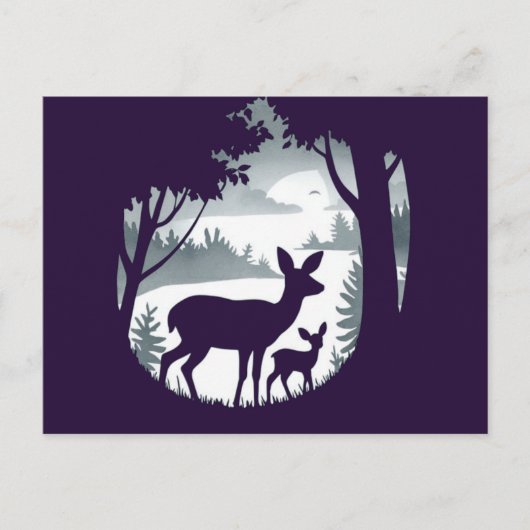 Hirsche im Wald Clearing Postcard Doe and Fawn Postkarte (Vorderseite)
