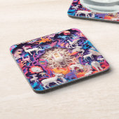 Hirsche im Wald. Diorama Getränkeuntersetzer (Linke Seite)