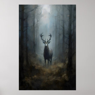 Hirsche im Wald Dunkle Akademie, Waldgoth, Dunkel Poster