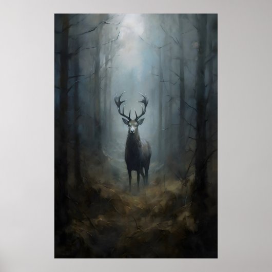 Hirsche im Wald Dunkle Akademie, Waldgoth, Dunkel Poster (Vorne)