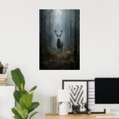 Hirsche im Wald Dunkle Akademie, Waldgoth, Dunkel Poster (Heimbüro)