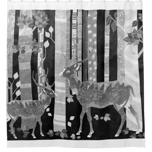 Hirsche im Wald Duschvorhang (Vorderseite)