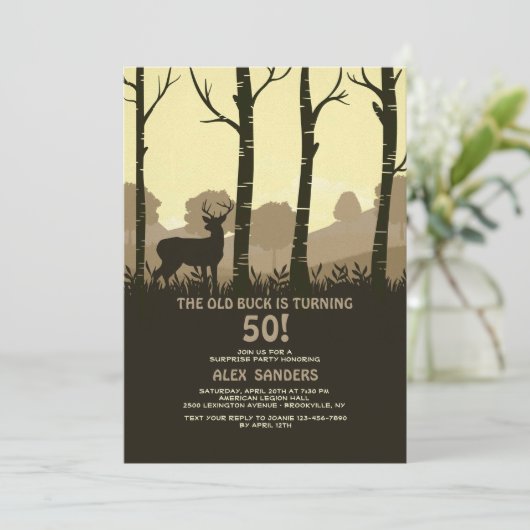 Hirsche im Wald Einladung (Stehend Vorderseite)