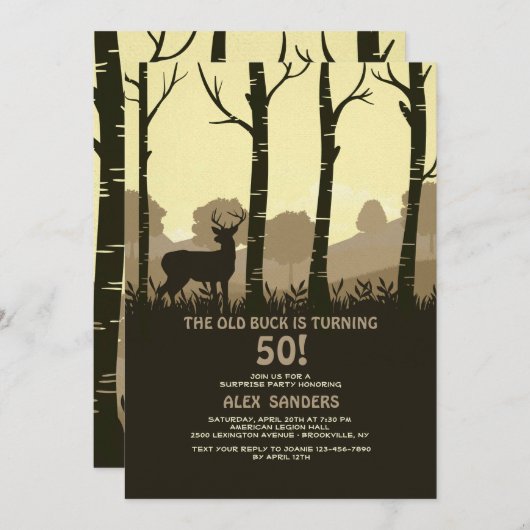 Hirsche im Wald Einladung (Vorne/Hinten)