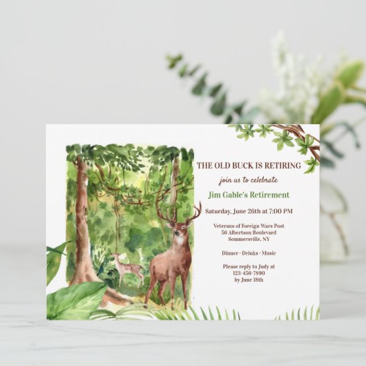 Hirsche im Wald Einladung (Stehend Vorderseite)