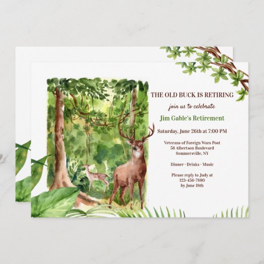 Hirsche im Wald Einladung (Vorne/Hinten)