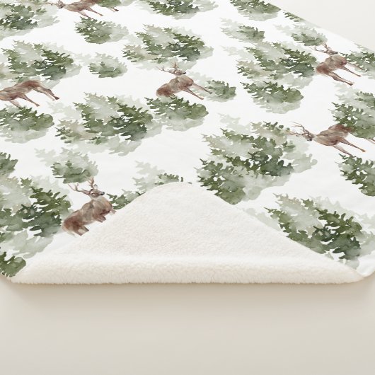 Hirsche im Wald Evergreen Fleece Blanket Sherpadecke (3/4)