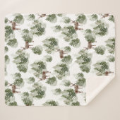 Hirsche im Wald Evergreen Fleece Blanket Sherpadecke (Vorderseite (Horizontal))