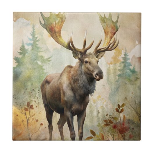 Hirsche im Wald Fliese (Vorderseite)