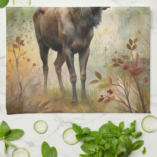 Hirsche im Wald Geschirrtuch (Gefaltet)