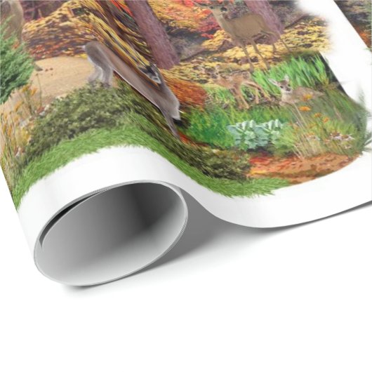 Hirsche im Wald / Herbstsaison Geschenkpapier (Rolleneckpunkt)