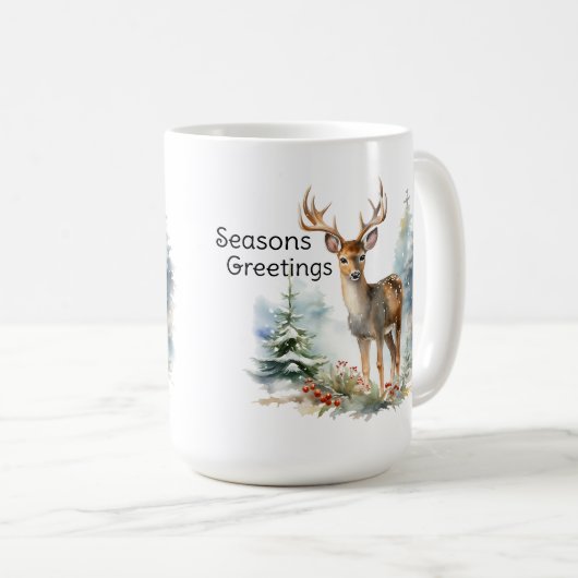 Hirsche im Wald, Holiday Vignette Tasse (VorderseiteRechts)