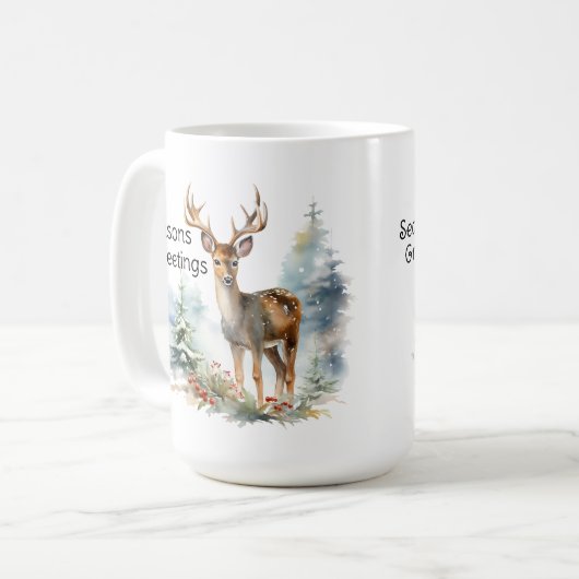 Hirsche im Wald, Holiday Vignette Tasse (Vorderseite Links)