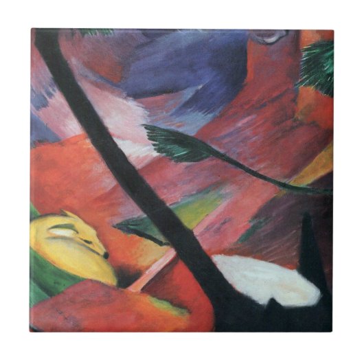 Hirsche im Wald II von Franz Marc; Reh im Walde Fliese (Vorderseite)