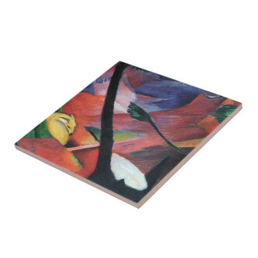 Hirsche im Wald II von Franz Marc; Reh im Walde Fliese (Seite)