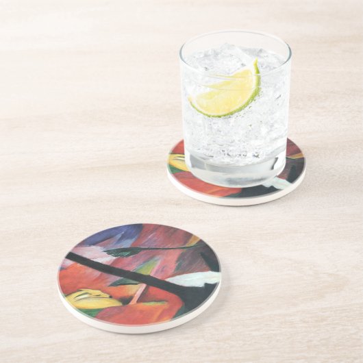 Hirsche im Wald II von Franz Marc; Reh im Walde Getränkeuntersetzer (Seite)