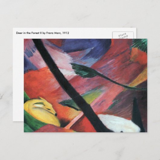 Hirsche im Wald II von Franz Marc; Reh im Walde Postkarte (Vorne/Hinten)