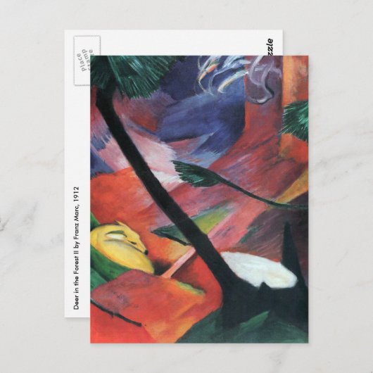 Hirsche im Wald II von Franz Marc; Reh im Walde Postkarte (Vorne/Hinten)