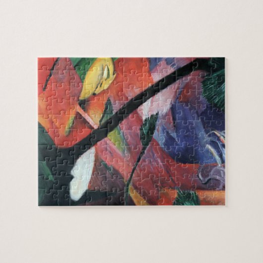 Hirsche im Wald II von Franz Marc; Reh im Walde Puzzle (Horizontal)