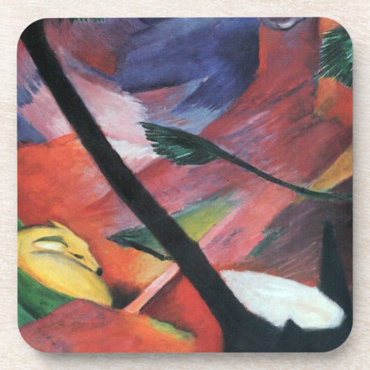 Hirsche im Wald II von Franz Marc; Reh im Walde Untersetzer (Vorderseite)