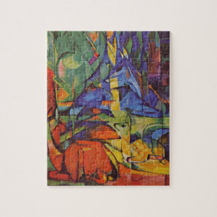 Hirsche im Wald II von Franz Marc, Vintage Kunst Puzzle