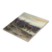 Hirsche im Wald in Fontainebleau (Rosa Bonheur) Fliese (Seite)