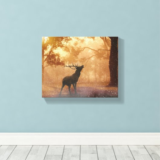 Hirsche im Wald Leinwanddruck (Insitu (Holzboden))