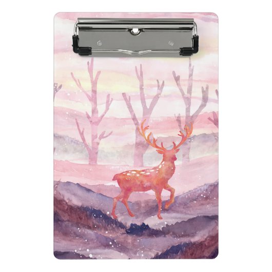 Hirsche im Wald Mini Klemmbrett (Vorderseite)