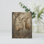 Hirsche im Wald Postkarte (Stehend Vorderseite)