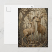 Hirsche im Wald Postkarte (Vorne/Hinten)